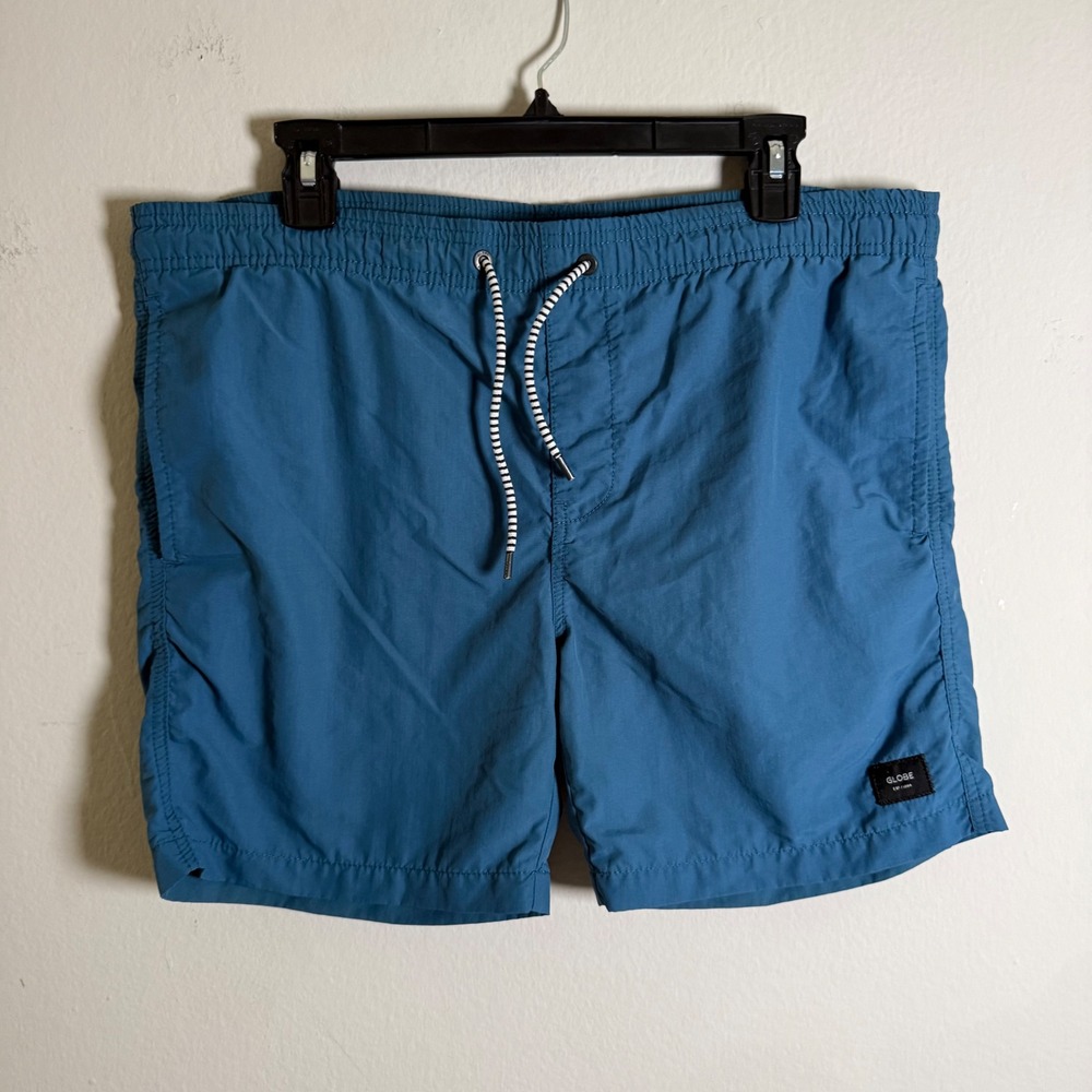 Globe United By Fate Mens Blue Nylon Mesh Lined Swim Trunks Board Shorts Size 30